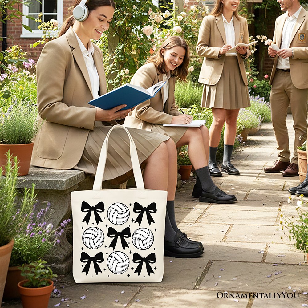 Coquette Volleyball Bows Canvas Tote Bag and Gift