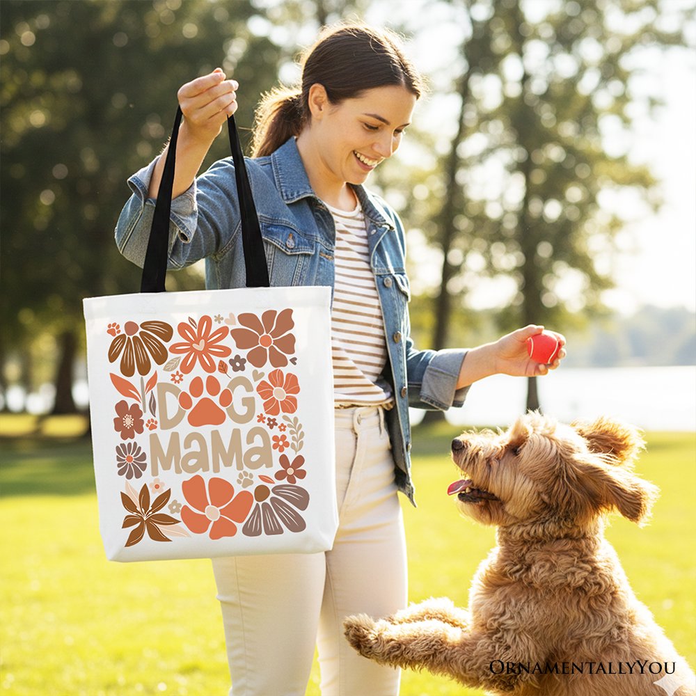 Dog Mama Boho Floral Canvas Tote Bag and Gift
