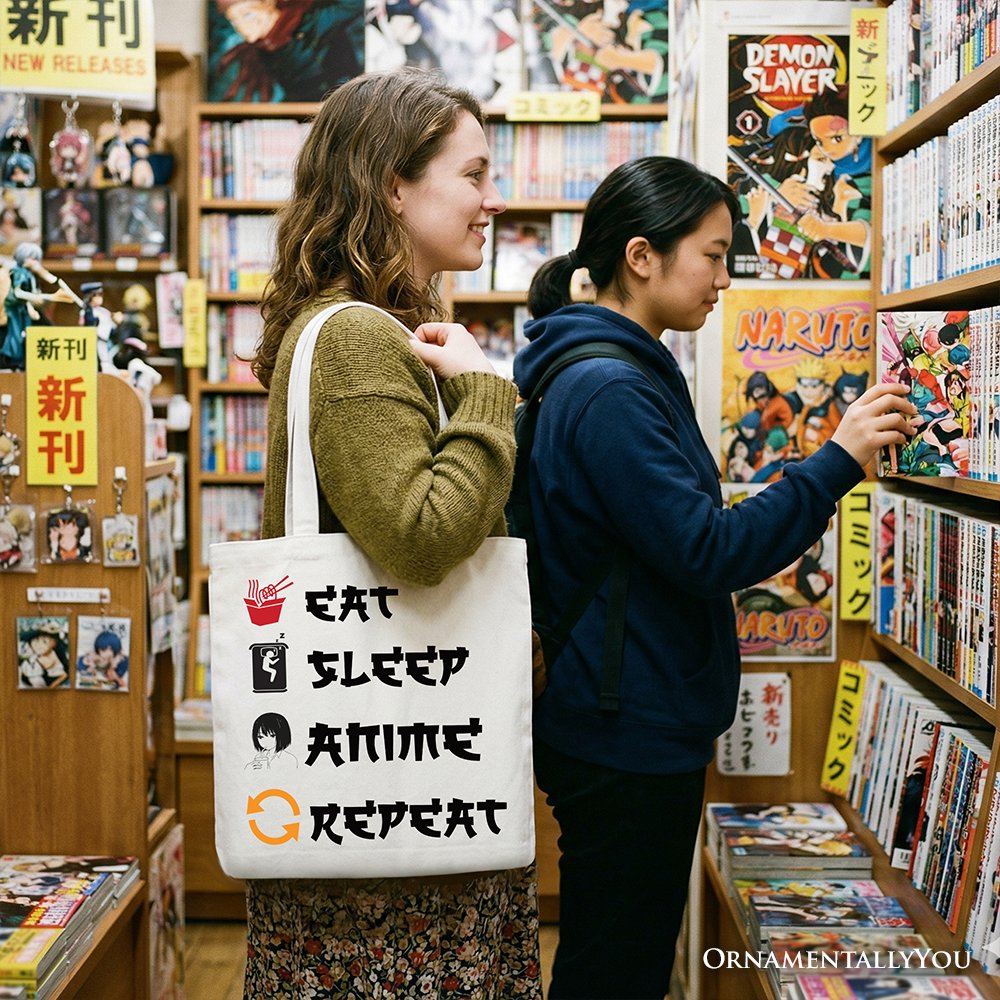 Eat Sleep Anime Repeat Tote Bag and Fun Gift
