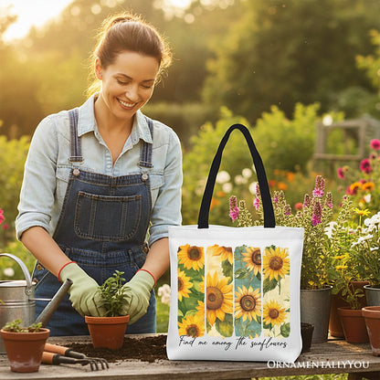 Sunflower Floral Canvas Tote Bag for Women