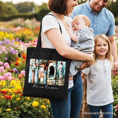 He Is Risen Christian Canvas Tote Bag and Easter