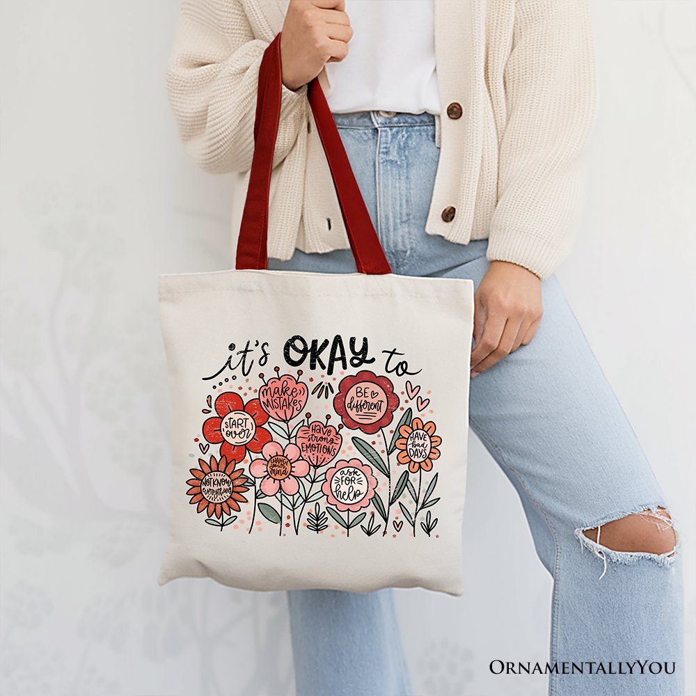 Boho Floral Affirmation Canvas Tote Bag and Gifts
