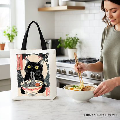 Kawaii Anime Cat Ramen and Canvas Tote Bag