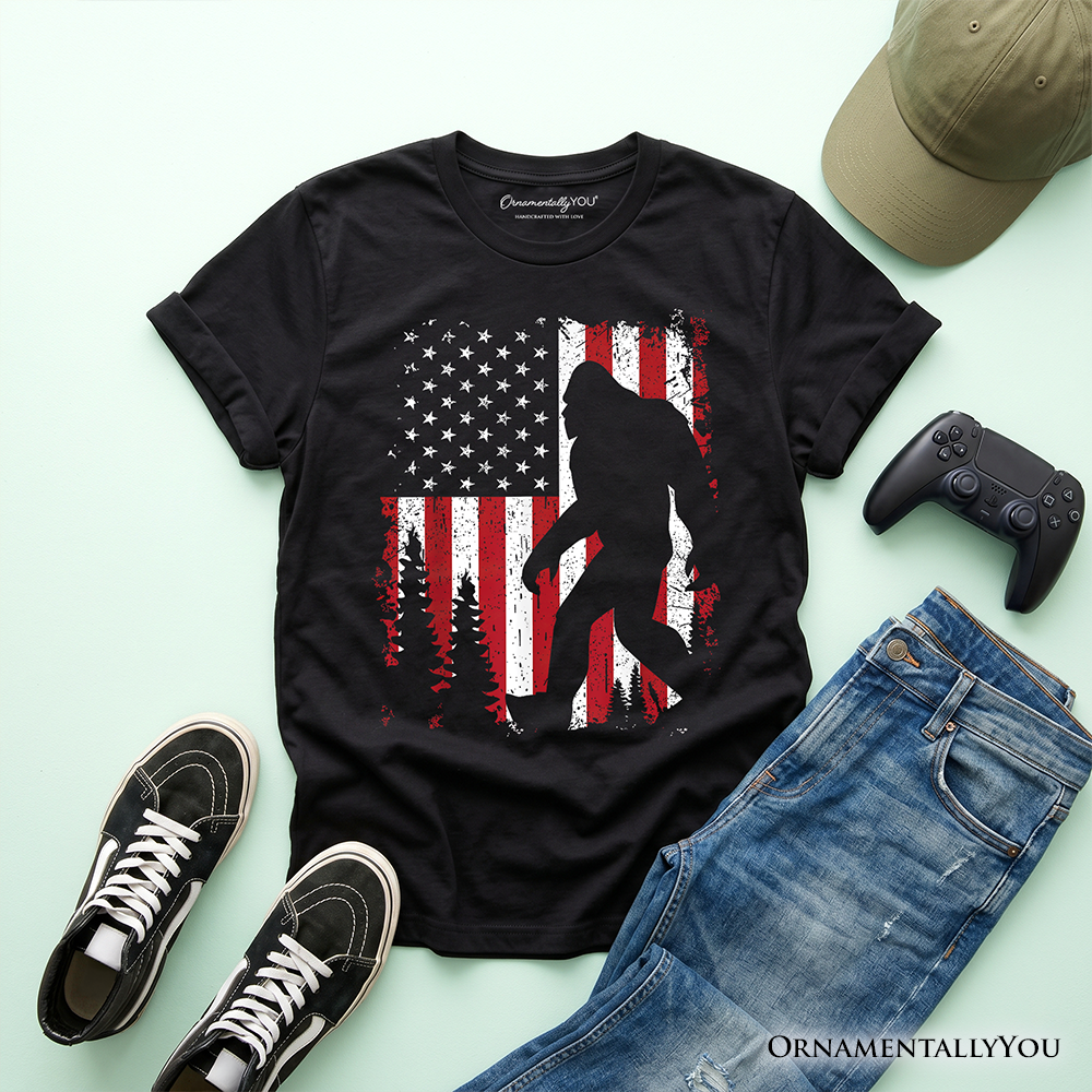 Youth Bigfoot and the American Flag Cotton Tee