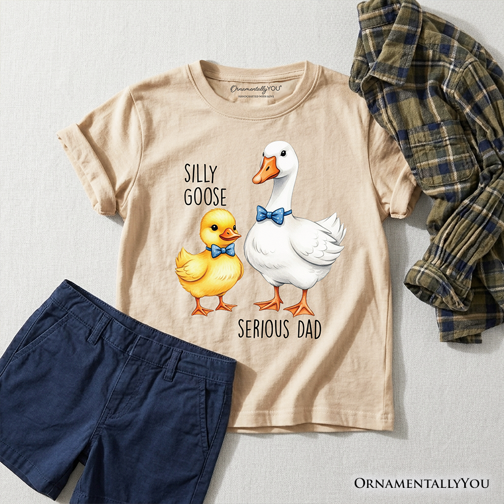 Cute Kids Silly Goose and Serious Dad Tie Shirt