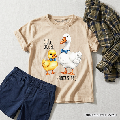 Cute Kids Silly Goose and Serious Dad Tie Shirt