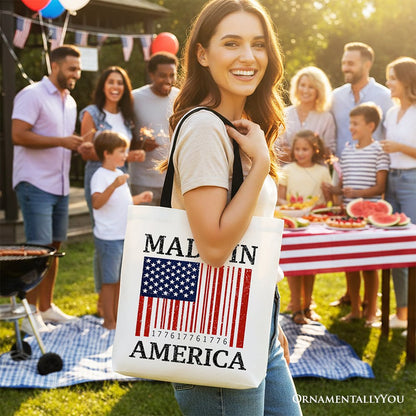 Patriotic American Barcode Canvas Tote Bag