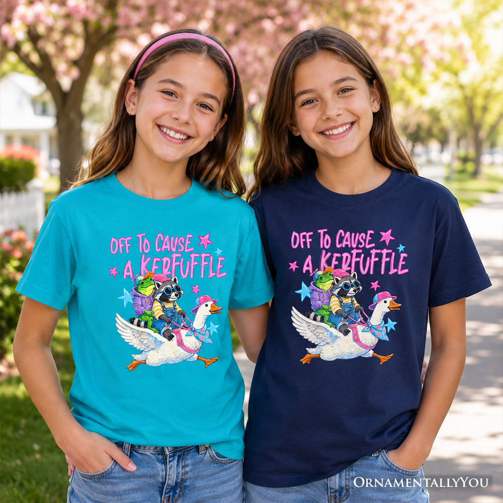 Off to Cause a Kerfuffle Kids Funny Shirt