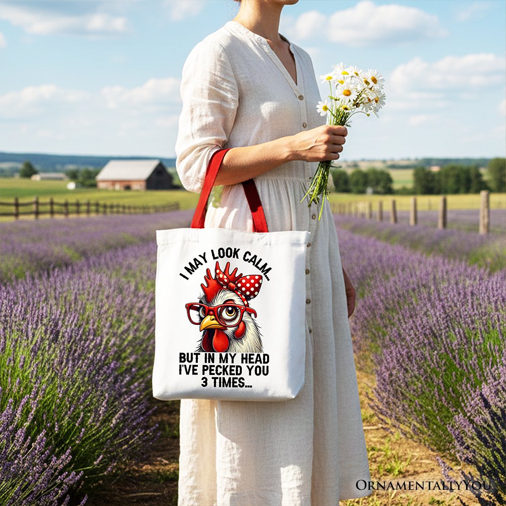 Sassy Chicken Tote Bag With Red Glasses And Bow
