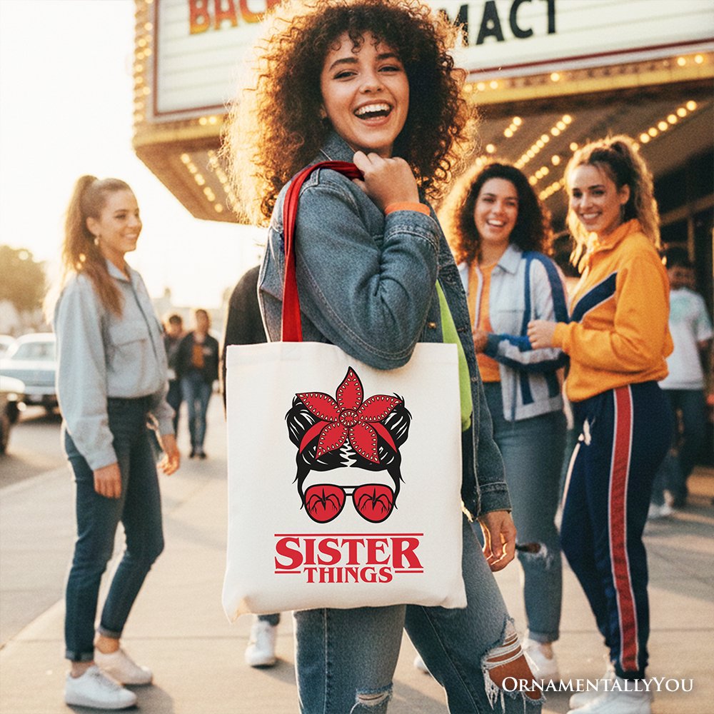 Sister Things Messy Bun Retro Canvas Tote