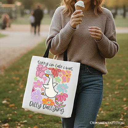 Dilly Dallying Goose Canvas Tote Bag and Gift