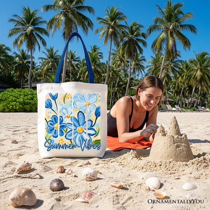 Summer Brushstroke Flowers and Canvas Tote Bag