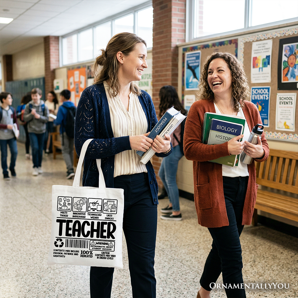 Funny Barcode Teacher Canvas Tote and Supplies