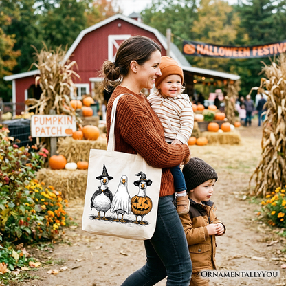 Haunting Honkers Goose Halloween Canvas Tote