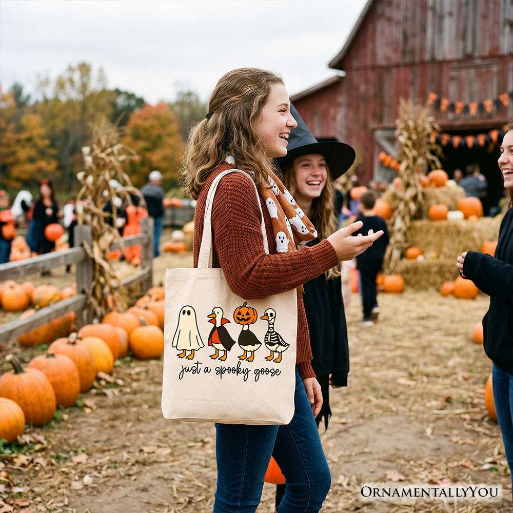 Just a Spooky Goose Canvas Tote Bag for Halloween