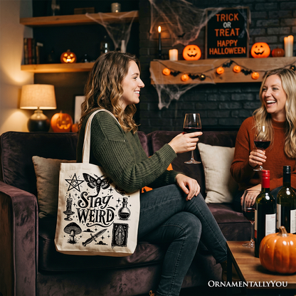 Stay Weird Witchy Canvas Tote Bag For Women