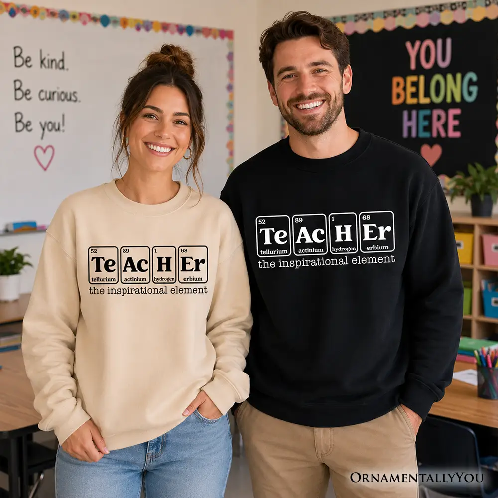 Teacher Sweatshirt TEACHER tile design, beige & black, 2 sweatshirts by OrnamentallyYou on Tampa Home & Garden Store