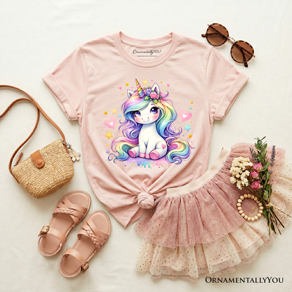 Adorable Rainbow Unicorn and Kids Cotton Tee