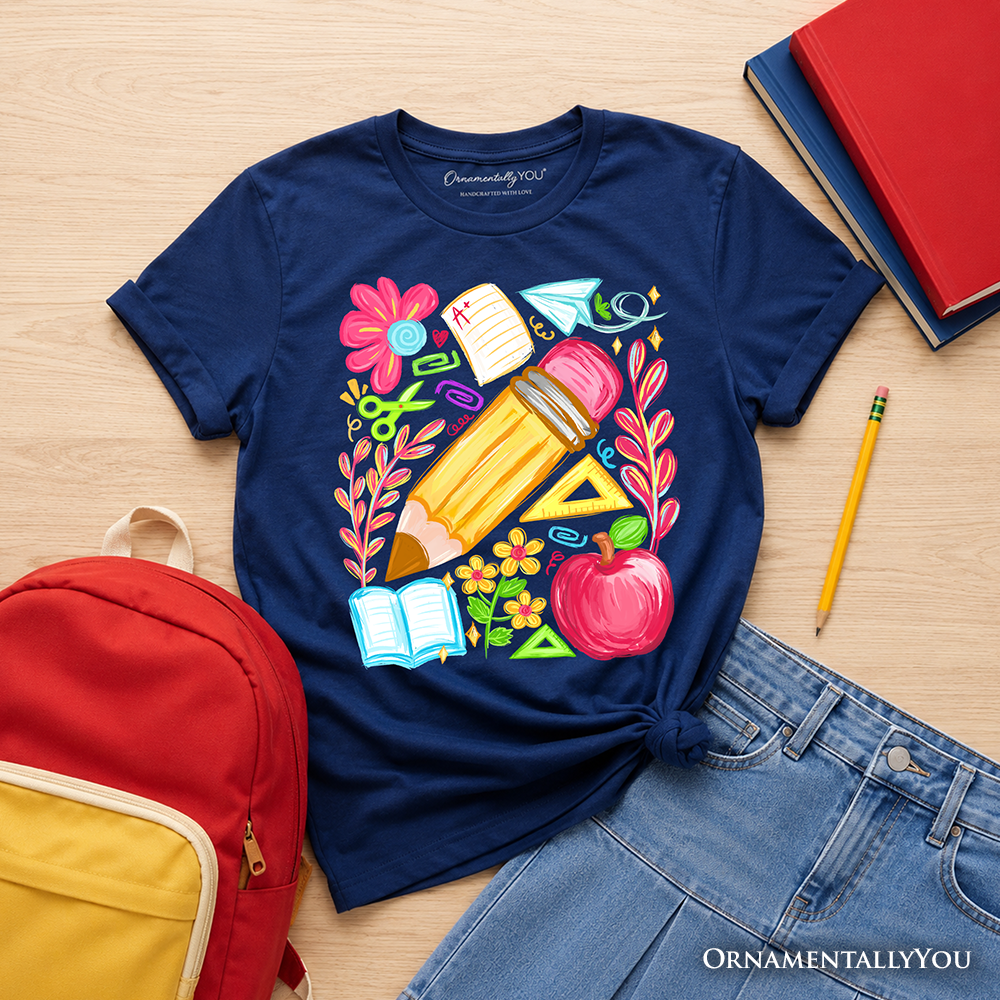 Soft Kids Floral Pencil Tee Shirt For School