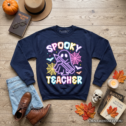 Spooky Teacher and Neon Ghost Sweatshirt