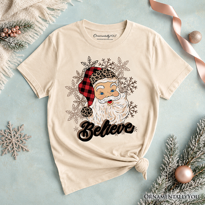 Retro Kids And Santa Buffalo Plaid Tee Shirt