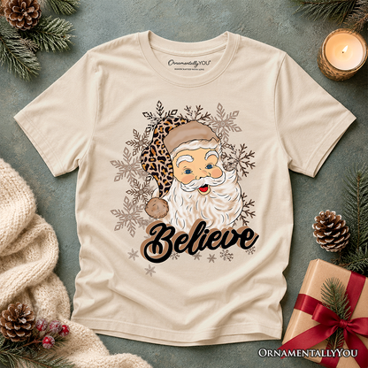 Kids Believe Santa Cheetah Print Christmas Tee