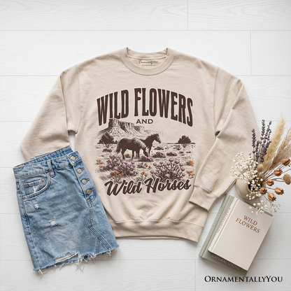 Wild Flowers and Wild Horses Retro Sweatshirt