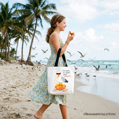 Funny Seagull Snack Stealer for a Beach Tote