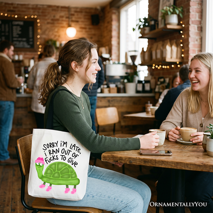 Sarcastic Turtle Tote Bag And A Funny Canvas Gift