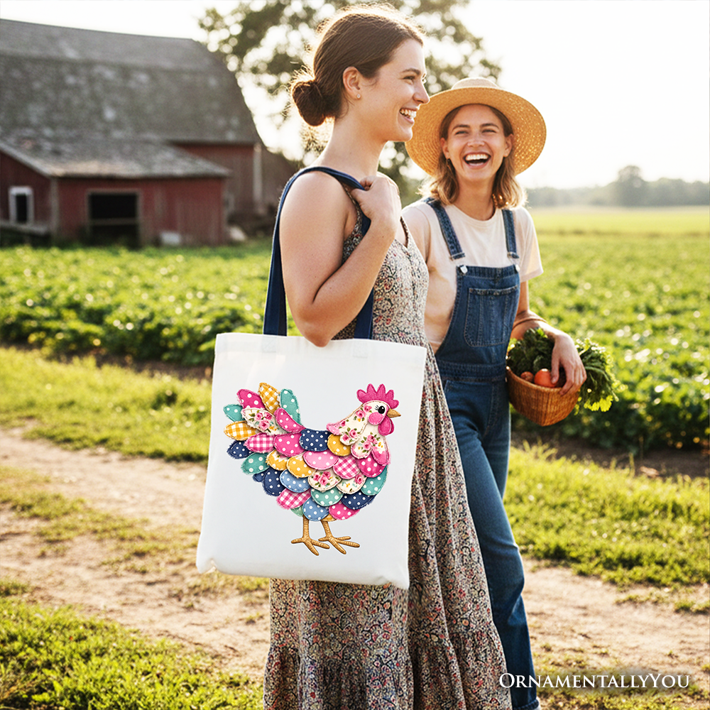 Coquette Floral Chicken and Canvas Tote Bag