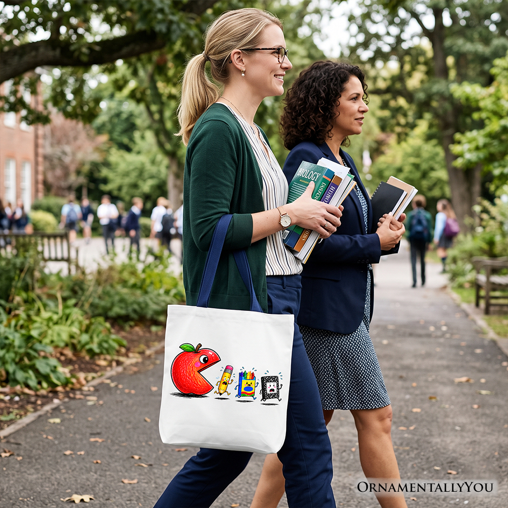 Funny Apple First Day School Tote and Bag