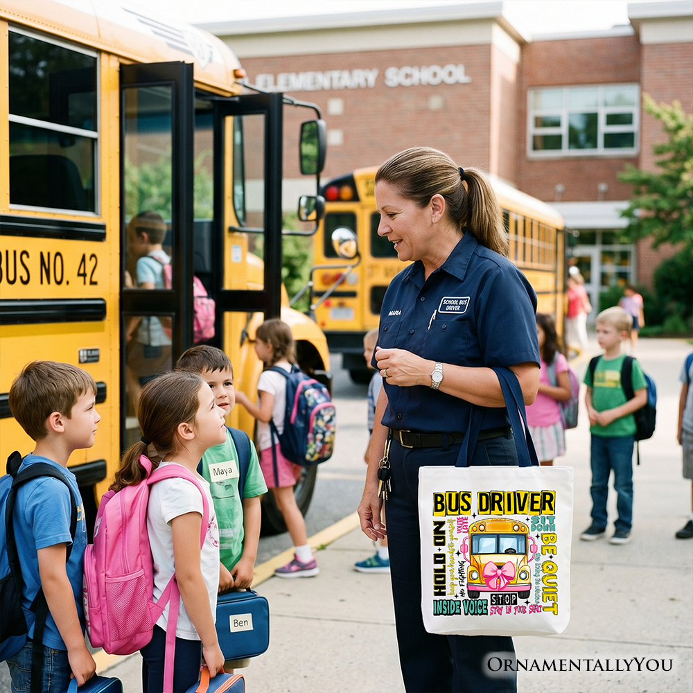 School Bus Driver Canvas Shoulder Tote Bag