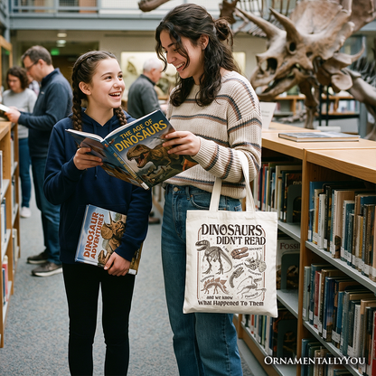 Dinosaur Tote Bag for Book Lover and Librarian