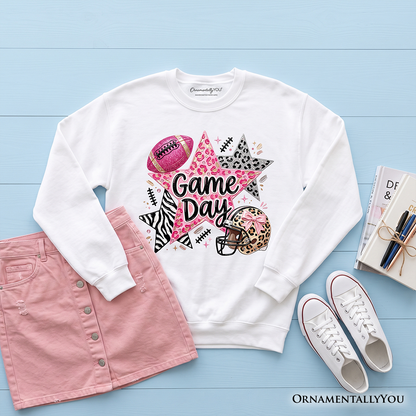 Pink Leopard Stars Football Game Day Sweater