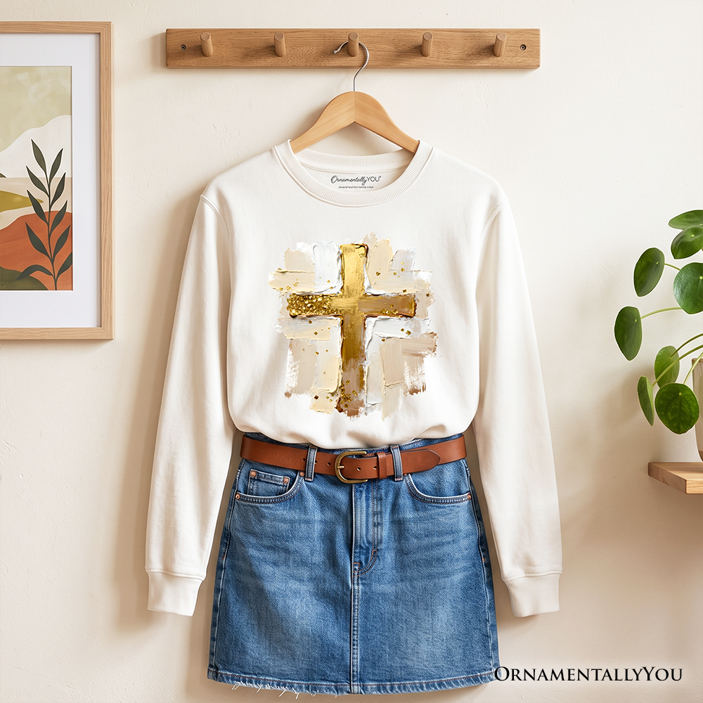Oil Brushstroke Cross Christian Sweatshirt