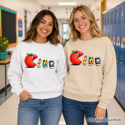 Funny Apple First Day of School Staff Sweatshirt