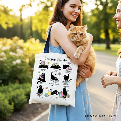 Christian God Says I Am Book Cat Tote Bag