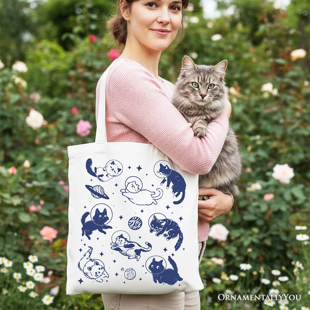 Funny and Retro Astronaut Canvas Tote Bag