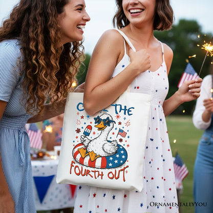 Chill The Fourth Out Goose and Canvas Tote Bag