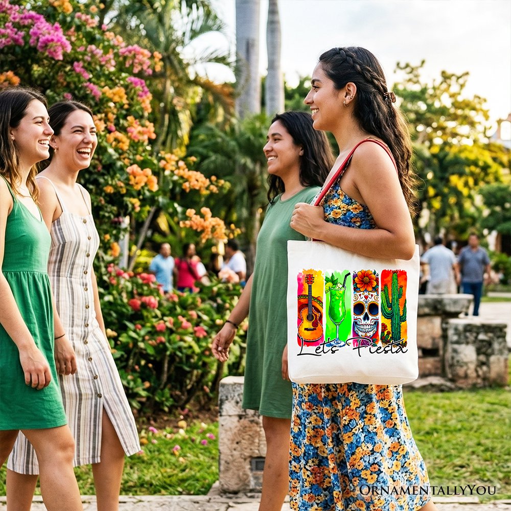 Mexican Brushstroke Canvas Tote for Fiesta
