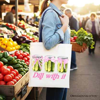 Funny Dill With It Canvas Tote Bag And Pickles