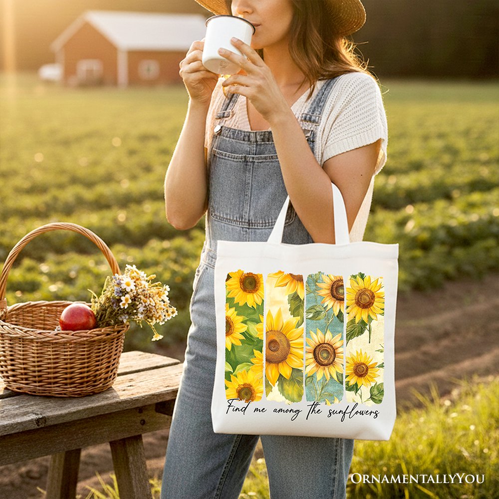 Sunflower Floral Canvas Tote Bag for Women