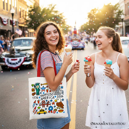 Happy 250th Doodle Canvas Tote Bag and a Gift