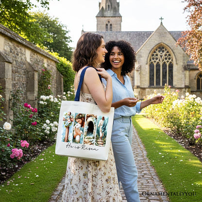 He Is Risen Christian Canvas Tote Bag and Easter