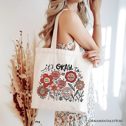 Boho Floral Affirmation Canvas Tote Bag and Gifts