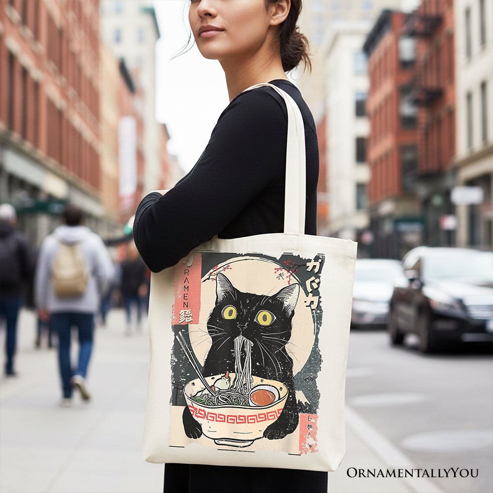 Kawaii Anime Cat Ramen and Canvas Tote Bag