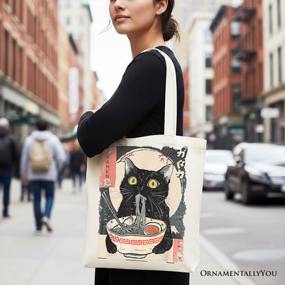 Kawaii Anime Cat Ramen and Canvas Tote Bag