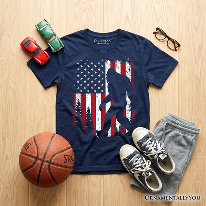 Youth Bigfoot and the American Flag Cotton Tee