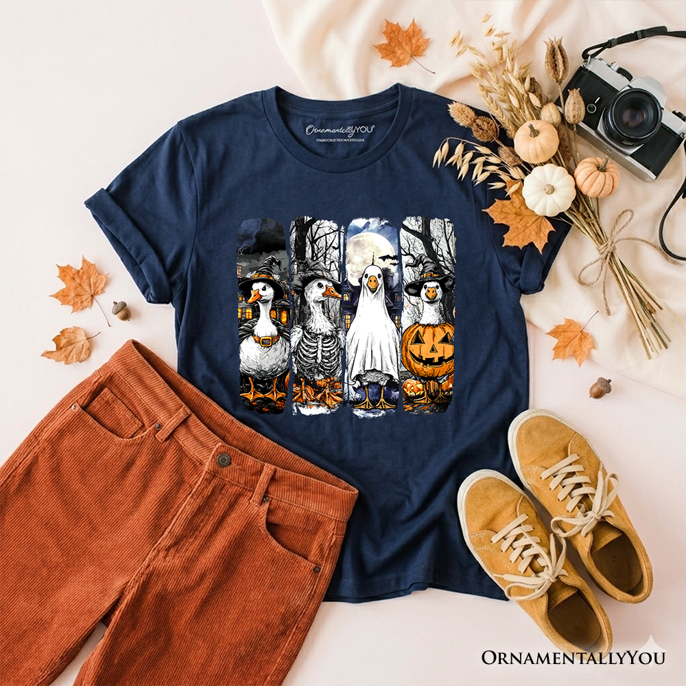 Youth Halloween Goose Print for Fall Cotton Tee