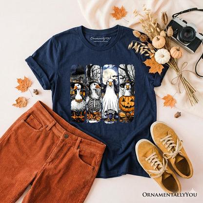 Youth Halloween Goose Print for Fall Cotton Tee